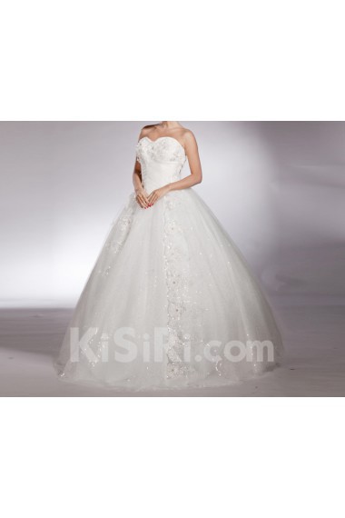 Net Sweetheart Floor Length Ball Gown with Sequins