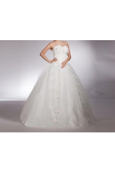 Net Sweetheart Floor Length Ball Gown with Sequins