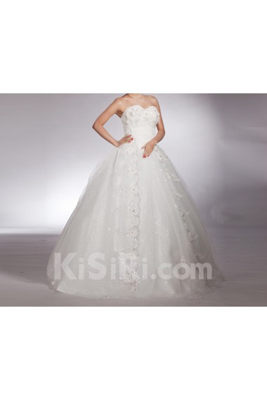 Net Sweetheart Floor Length Ball Gown with Sequins