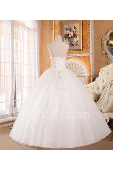 Organza Strapless Floor Length Ball Gown with Crystal