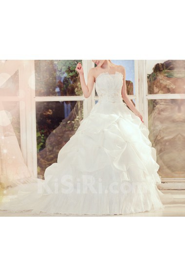 Tulle Strapless Cathedral Train Ball Gown