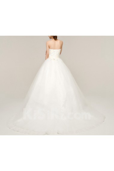 Organza Strapless Ball Gown with Beading