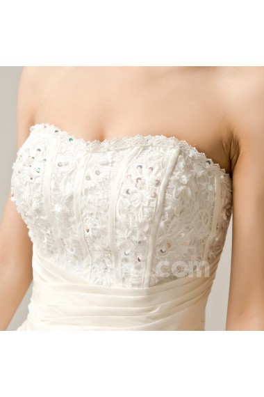 Organza Strapless Ball Gown with Beading