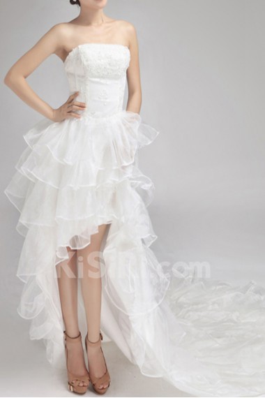 Satin Strapless Ball Gown with Sequins