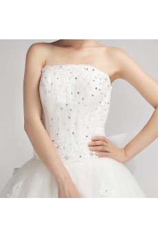 Lace Strapless Cathedral Train Ball Gown with Crystal