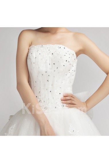 Lace Strapless Cathedral Train Ball Gown with Crystal