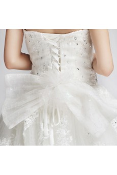 Lace Strapless Cathedral Train Ball Gown with Crystal