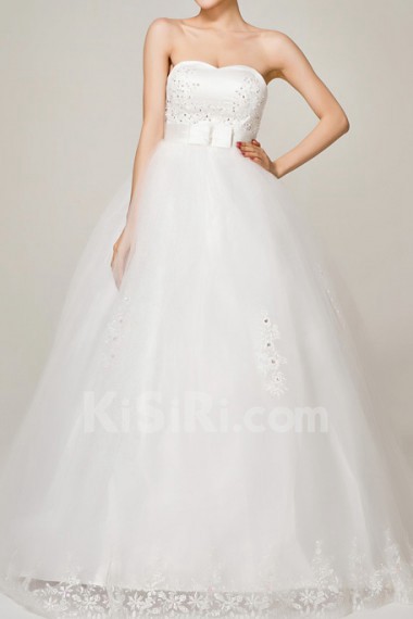 Satin Strapless Ball Gown with Sequins