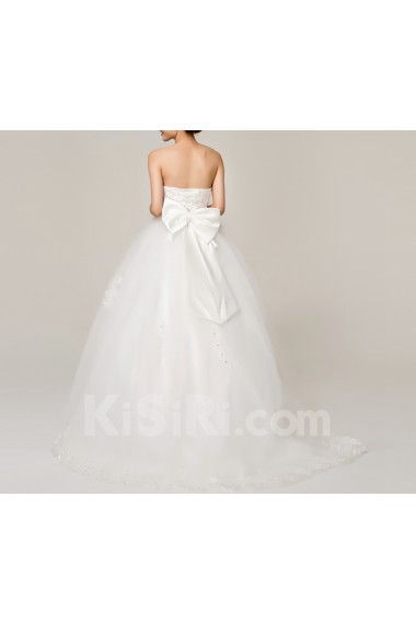 Satin Strapless Ball Gown with Sequins