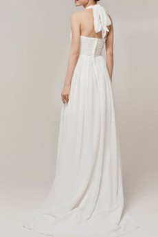 Chiffon Halter Empire Gown with Handmade Flowers