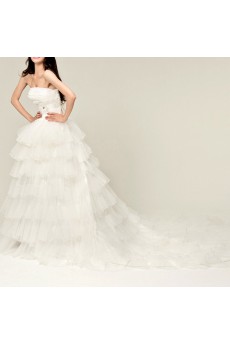 Organza Strapless Cathedral Train Ball Gown with Sequins