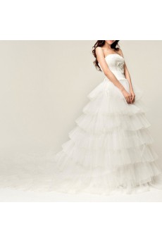 Organza Strapless Cathedral Train Ball Gown with Sequins