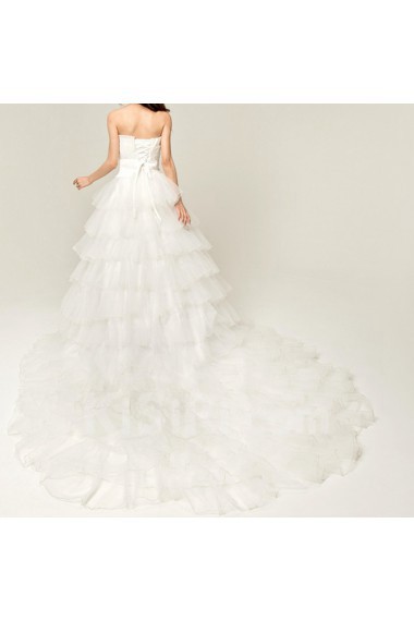 Organza Strapless Cathedral Train Ball Gown with Sequins