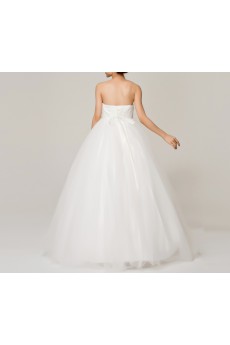 Satin Strapless Floor Length Ball Gown with Crystal