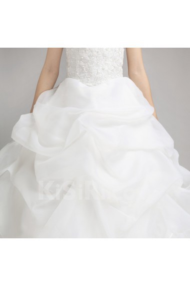 Satin Strapless Floor Length Ball Gown with Pearls