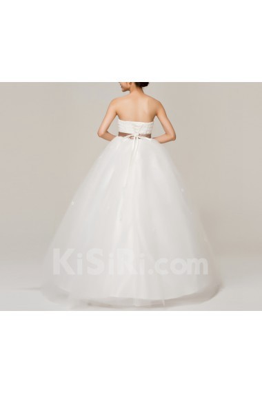 Satin Strapless Floor Length Ball Gown with Sequins