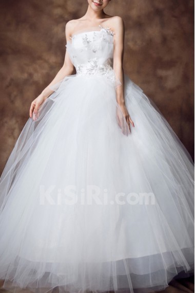 Net Strapless Floor Length Ball Gown with Sequins