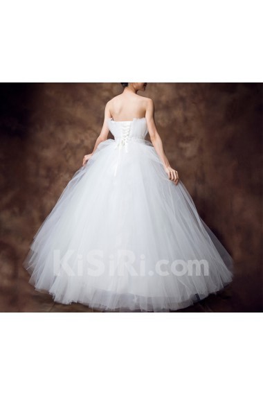 Net Strapless Floor Length Ball Gown with Sequins