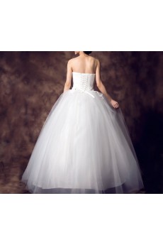 Satin Strapless Floor Length Ball Gown with Crystal