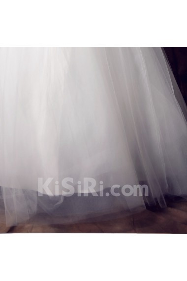 Satin Strapless Floor Length Ball Gown with Crystal