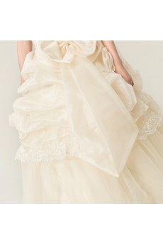 Organza Strapless Floor Length Ball Gown with Pearls