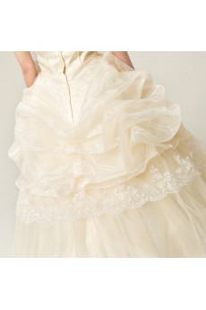 Organza Strapless Floor Length Ball Gown with Pearls