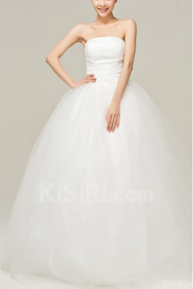 Satin Strapless Floor Length Ball Gown with Sequins