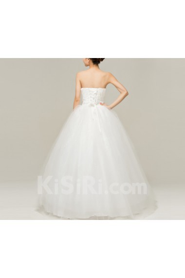 Satin Strapless Floor Length Ball Gown with Sequins