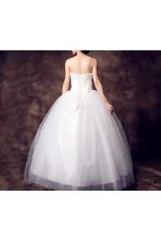 Satin Strapless Floor Length Ball Gown with Beading