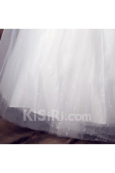 Satin Strapless Floor Length Ball Gown with Beading