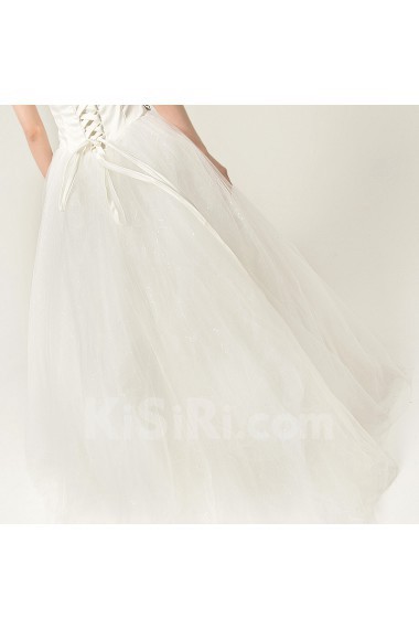 Satin Strapless Floor Length Ball Gown with Crystal