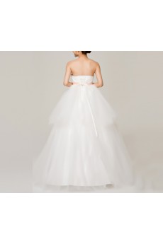 Satin Strapless Floor Length Ball Gown with Crystal