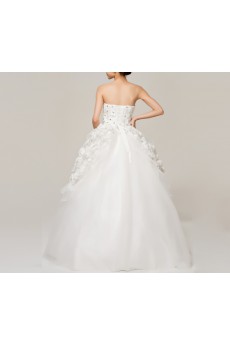 Satin Strapless Floor Length Ball Gown with Crystal