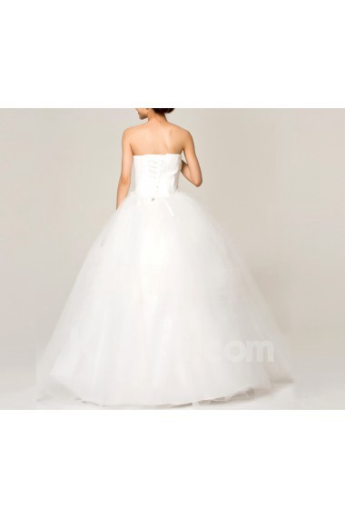 Satin Strapless Floor Length Ball Gown with Crystal