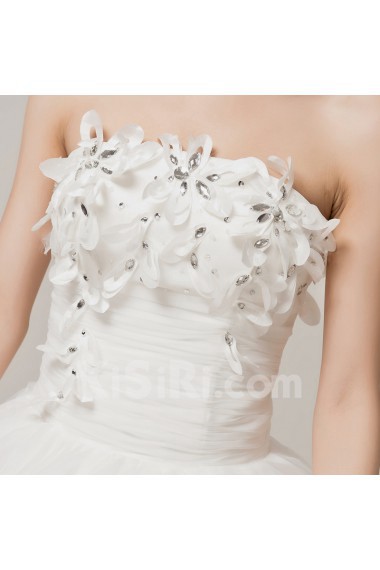 Organza Strapless Floor Length Ball Gown with Crystal