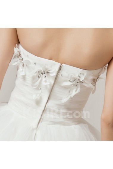 Organza Strapless Floor Length Ball Gown with Crystal