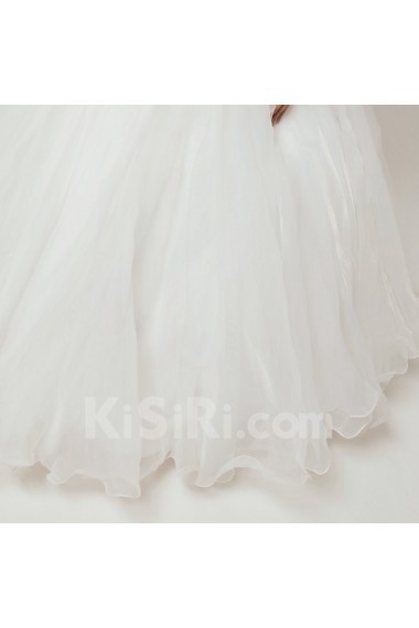 Organza Strapless Floor Length Ball Gown with Crystal