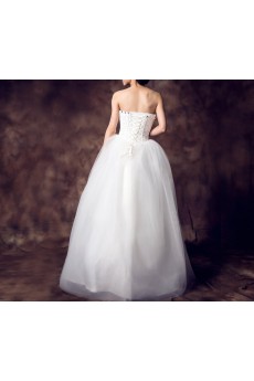 Satin Strapless Floor Length Ball Gown with Sequins