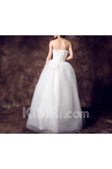 Satin Strapless Floor Length Ball Gown with Sequins