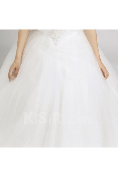 Organza Strapless Floor Length Ball Gown with Crystal