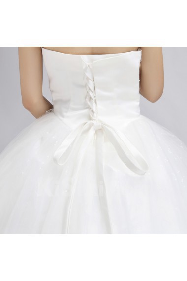 Organza Strapless Floor Length Ball Gown with Crystal