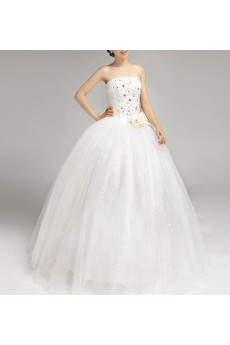 Satin Strapless Floor Length Ball Gown with Sequins