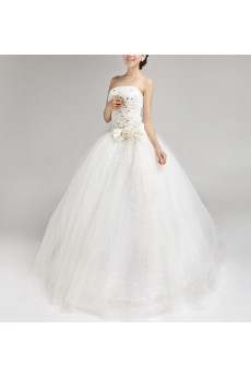 Satin Strapless Floor Length Ball Gown with Sequins