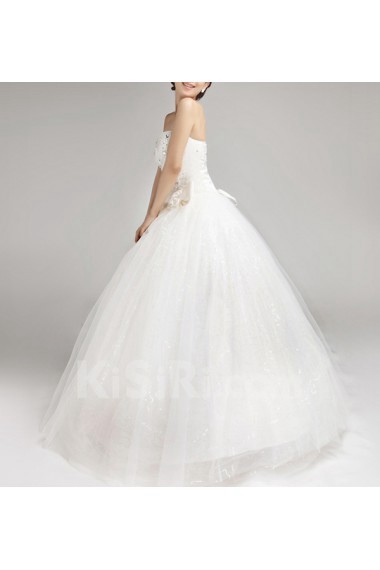 Satin Strapless Floor Length Ball Gown with Sequins