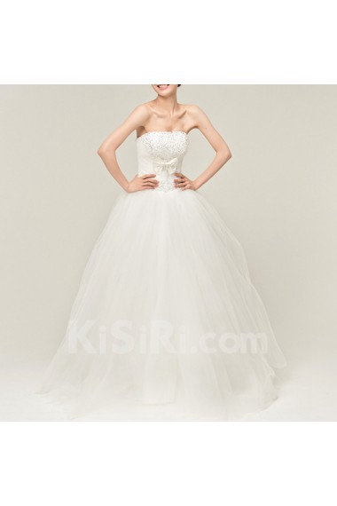 Satin Strapless Floor Length Ball Gown with Sequins