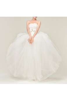 Satin Strapless Floor Length Ball Gown with Sequins