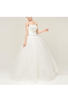 Satin Strapless Floor Length Ball Gown with Sequins