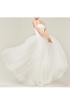 Satin Strapless Floor Length Ball Gown with Sequins