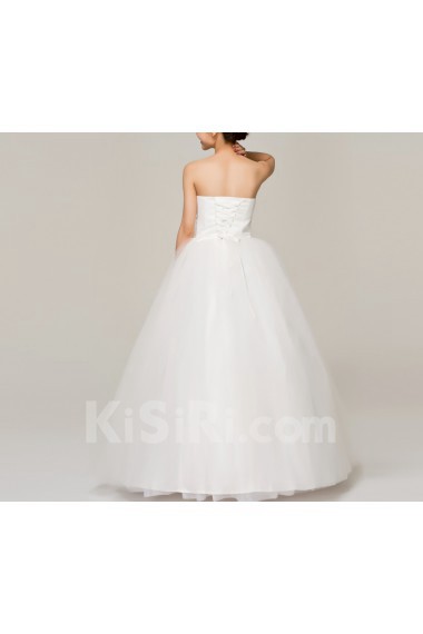 Satin Strapless Floor Length Ball Gown with Crystal