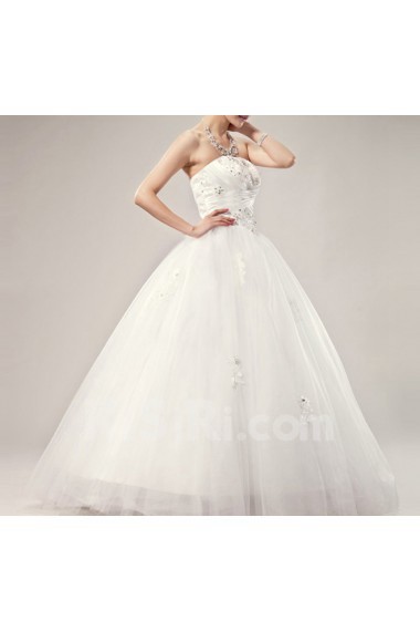 Satin Strapless Floor Length Ball Gown with Sequins